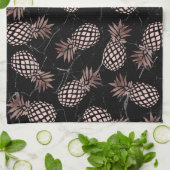 elegante moderne zwarte marmer roos gouden ananana theedoek (Gevouwen)