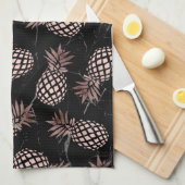 elegante moderne zwarte marmer roos gouden ananana theedoek (Quarter Fold)