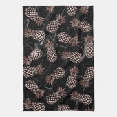elegante moderne zwarte marmer roos gouden ananana theedoek (Verticaal)