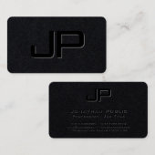 Elegante moderne zwarte monogram premium zwart visitekaartje (Voorkant / Achterkant)