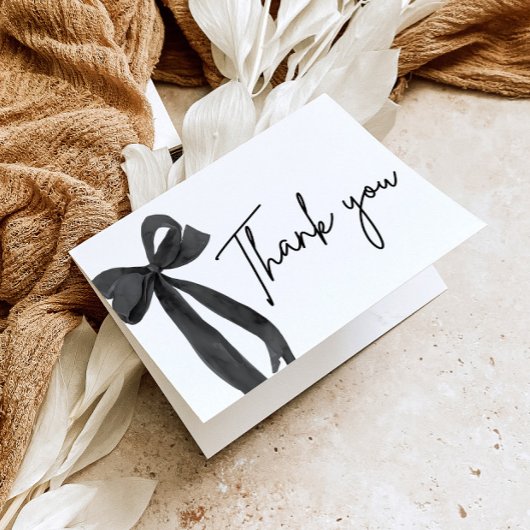 Elegante Moderne Zwarte Strik Zij Knoopt de Knoop Bedankkaart