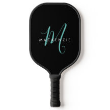 Elegante Moderne Zwarte Teal Script Monogram