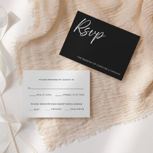 Elegante moderne zwarte-tie bruiloft RSVP kaart Notitiekaartje