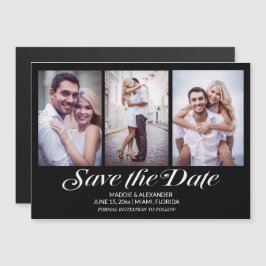 Elegante moderne zwarte trouwkaart 'Save The Date' Magnetische Uitnodiging