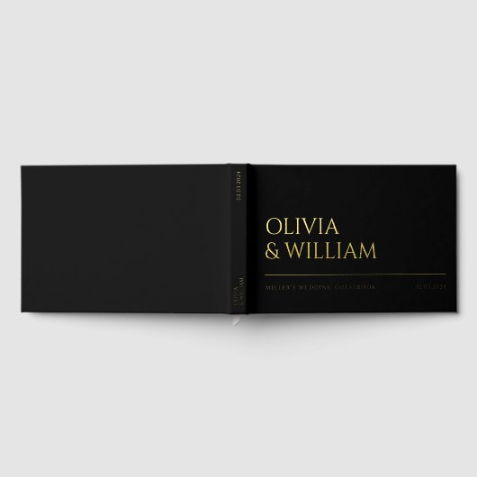 Elegante moderne zwarte typografie trouwfolie gastenboek (Volledig)