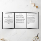 Elegante moderne zwarte & witte 2-foto rouwdienst drieluik programma (Binnen)