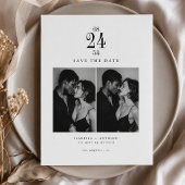 Elegante moderne zwarte & witte 2 foto save the da date