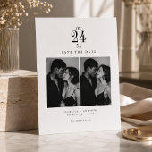 Elegante moderne zwarte & witte 2 foto save the da date