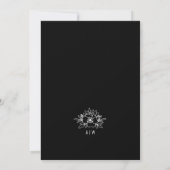 Elegante Moderne Zwarte Witte Bloemige Bruiloft Kaart (Achterkant)