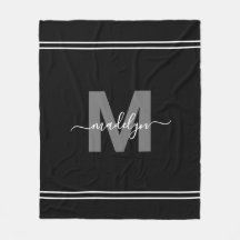 Elegante Moderne Zwarte Witte Script Naam Monogram