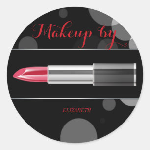 Elegante Modieuze Meisje, Visagist, Rode Lippensti Ronde Sticker