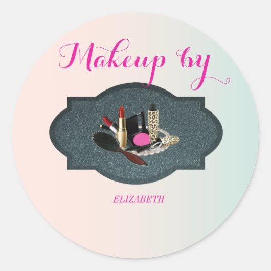 Elegante Modieuze Meisje, Visagist Ronde Sticker (Voorkant)