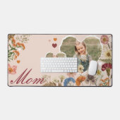 Elegante Moeder Bloem Wilde Bloem Hart Fotocollage Bureaumat (Keyboard & Muis)