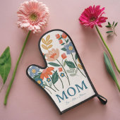 Elegante Moeder Bloemen Gepersonaliseerd Ovenwant & Pannenlap Set