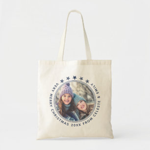 Elegante Moeder & Dochter Custom Foto Kerstmis Tote Bag