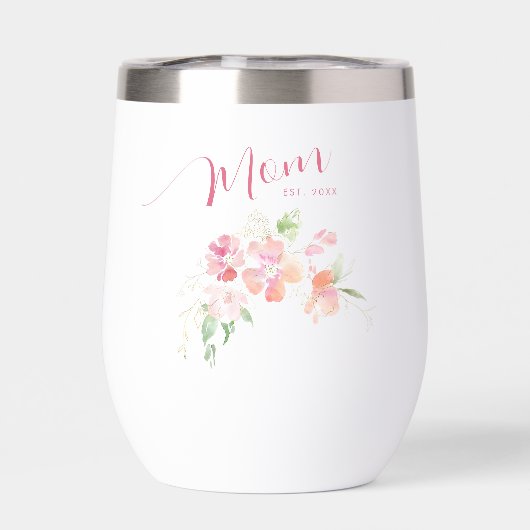 Elegante moeder Est Jaar Blush Roze Bloemen Waterv (Achterkant)