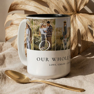 Elegante Moeder Fotocollage Moederdag Aandenken Tweekleurige Koffiemok