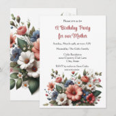 Elegante moeder Happy Birthday Party uitnodiging (Voorkant / Achterkant)