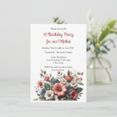 Elegante moeder Happy Birthday Party uitnodiging (Staand voorkant)