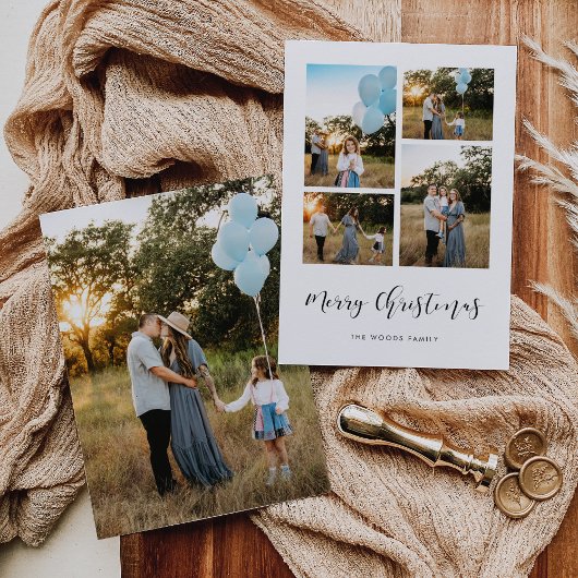 Elegante Moeder Kerstmis Prettig Kerstfeest 5 Foto Feestdagenkaart