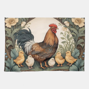 Elegante Moeder Kip Met Kuikens Theedoek