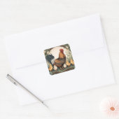 Elegante Moeder Kip Met Kuikens Vierkante Sticker (Envelop)