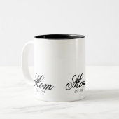 Elegante Moeder Opgericht Jaar Zwarte Schrift Tweekleurige Koffiemok (Voorkant links)
