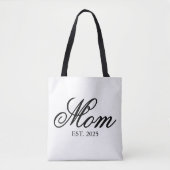 Elegante Moeder Opgericht Jaar Zwarte Script Tote Bag (Voorkant)