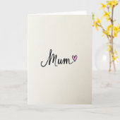 Elegante Moeder Script Hart Kaart (Gele Bloem)