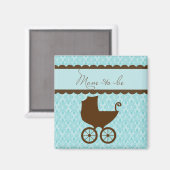 Elegante moeder te zijn vervoer en blauwe damast magneet (Voorkant / Achterkant)