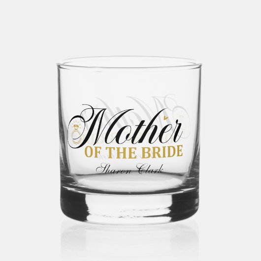 elegante moeder van de bruid en naam bruiloft whisky glas (Achterkant)