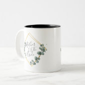 Elegante Moeder van de Bruid Waterverf Eucalyptus Tweekleurige Koffiemok (Voorkant links)