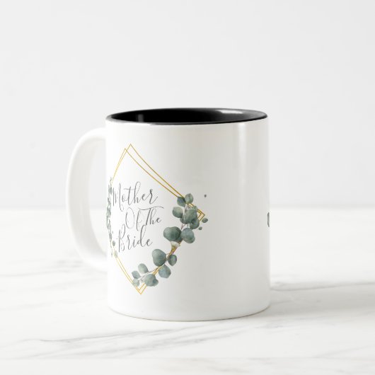 Elegante Moeder van de Bruid Waterverf Eucalyptus Tweekleurige Koffiemok (Voorkant links)