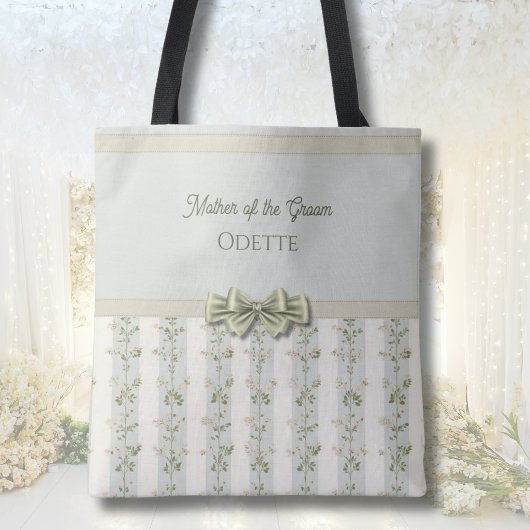 Elegante moeder van de bruidegom bloemige strepen tote bag