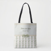 Elegante moeder van de bruidegom bloemige strepen tote bag (Voorkant)