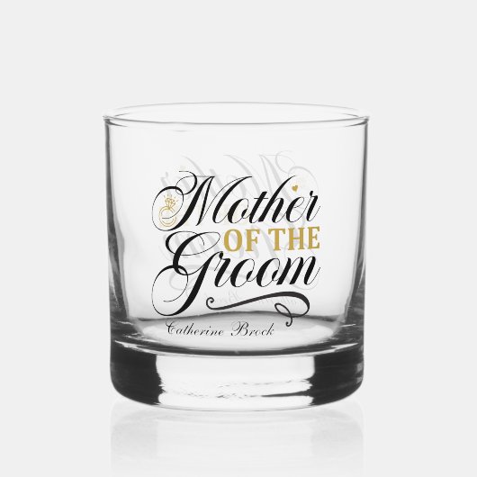 Elegante Moeder van de bruidegom voeg naam Bruilof Whisky Glas (Achterkant)
