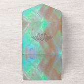 Elegante Moeder-van-Parel Groene Bruiloft All In One Uitnodiging (Buitenkant)