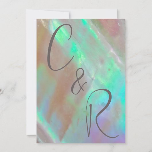 Elegante Moeder-van-Parel Groene Bruiloft Kaart (Achterkant)