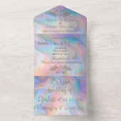 Elegante moeder-van-parel kleurrijke bruiloft all in one uitnodiging (Binnen)