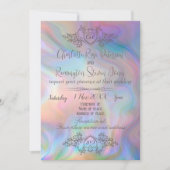 Elegante moeder-van-parel kleurrijke bruiloft kaart (Voorkant)