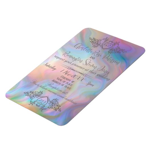 Elegante moeder-van-parel kleurrijke bruiloft uitn magneet (Linkerzijde)