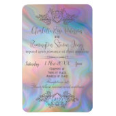 Elegante moeder-van-parel kleurrijke bruiloft uitn magneet (Verticaal)