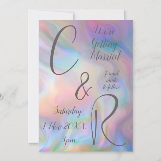 Elegante moeder-van-parel kleurrijke Save the Date Kaart (Achterkant)