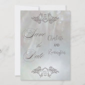 Elegante Moeder-van-Parel Lila/Grijs Save the Date Kaart (Voorkant)