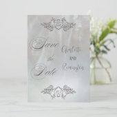 Elegante Moeder-van-Parel Lila/Grijs Save the Date Kaart (Staand voorkant)