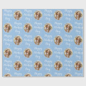 Elegante Moederdag Aangepaste foto blauw wit Cadeaupapier (Vlak)