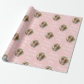 Elegante Moederdag Aangepaste Foto Roze Wit Cadeaupapier (Uitgerold)