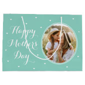 Elegante Moederdag Aangepaste Foto's Mint Wit Groot Cadeauzakje (Achterkant)
