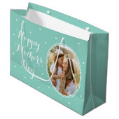 Elegante Moederdag Aangepaste Foto's Mint Wit Groot Cadeauzakje (Voorkant Gekanteld)