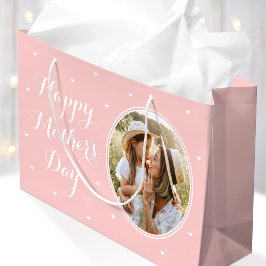 Elegante Moederdag Aangepaste Foto's Roze Wit Groot Cadeauzakje